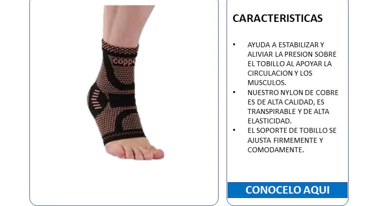 Tobillera De Compresión Con Fibra Cobre
