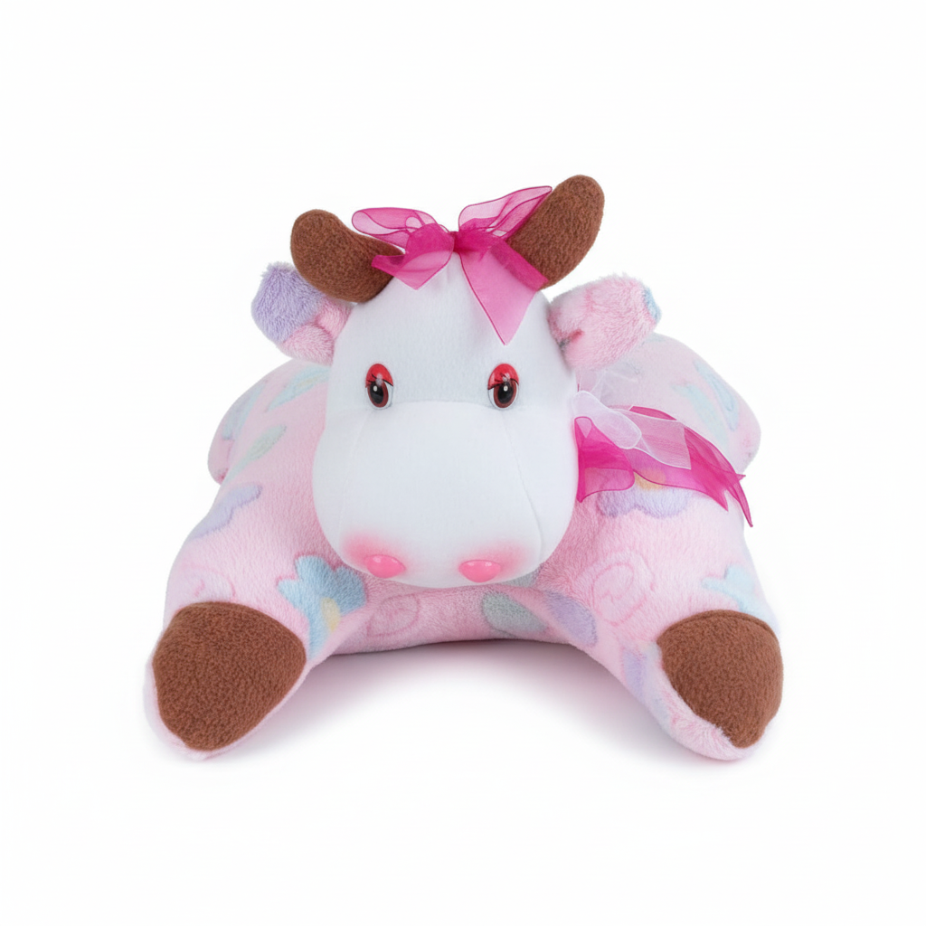 Cojín Peluche Vaca Rosa - Decorativo y Suave